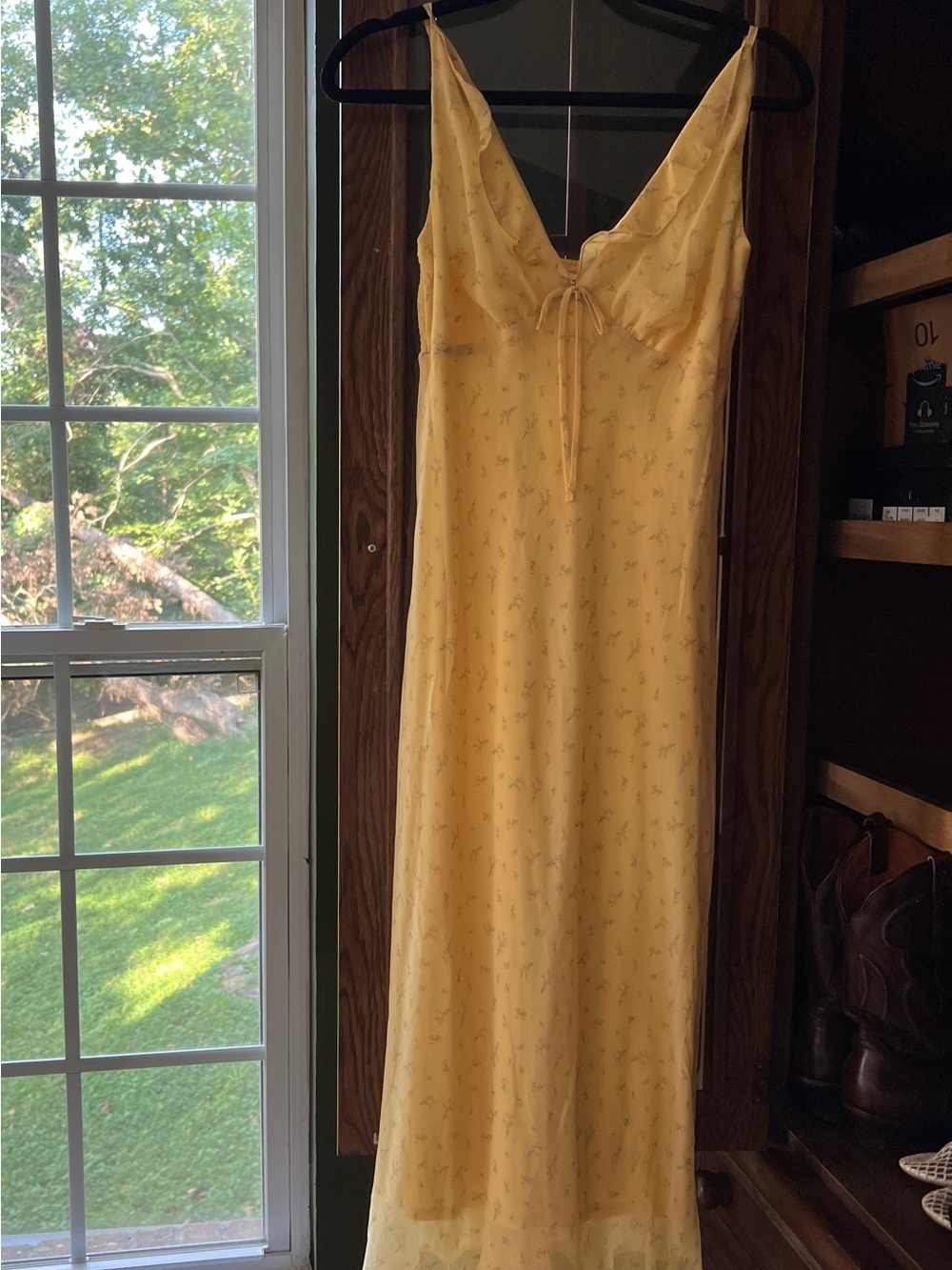Yellow Lace-Detail Slip Dress - Women